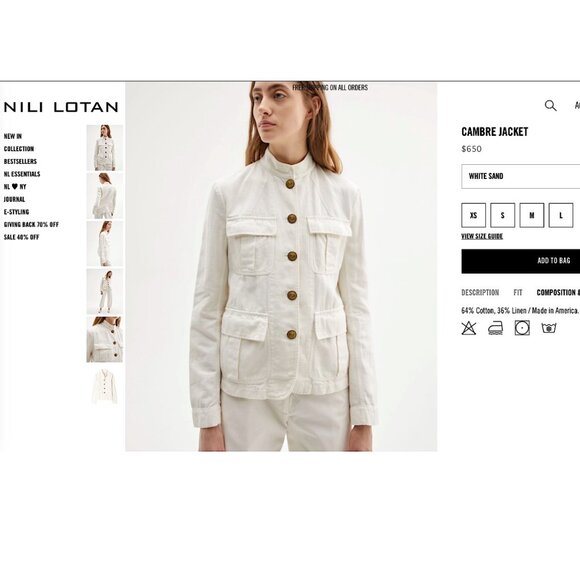 Nili Lotan Cambre Utility Jacket in White Sand Size M - Picture 14 of 14